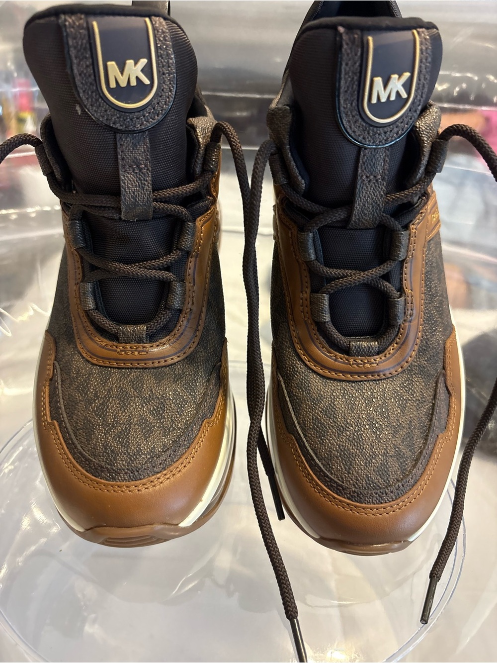 Michael Kors Kids Brown and Black MK Logo Sneakers